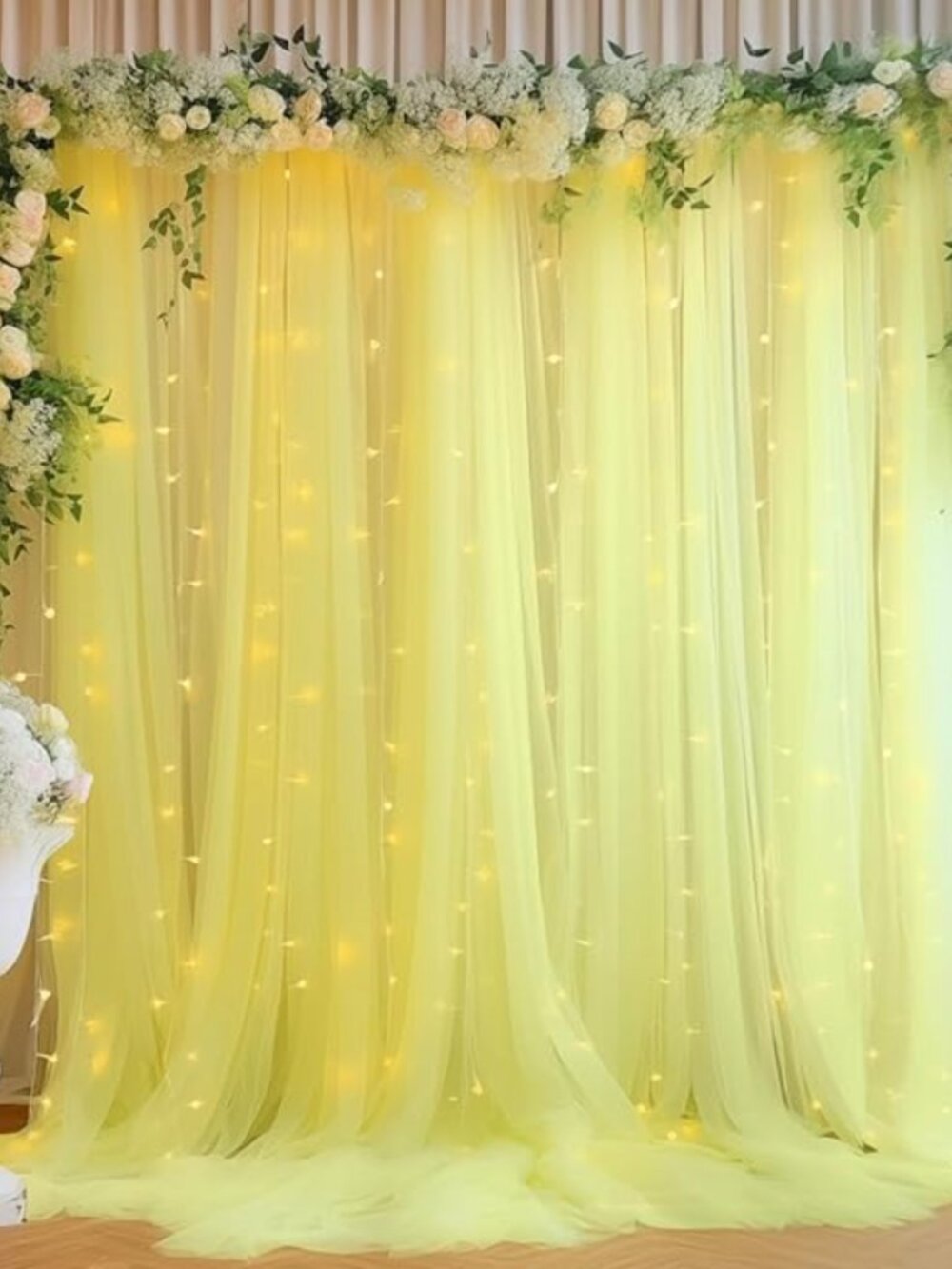 Yellow 20x10 feet Curtain Backdrop Background with curtain lights